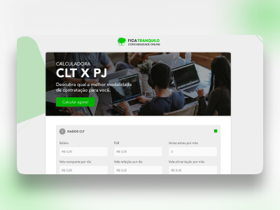 Fica Tranquilo Contabilidade Online - Ferramenta de Calculadora CLT vs PJ